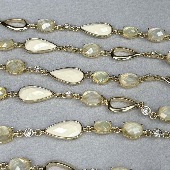 Anne Klein Necklace Gold Tone Faceted Cream Teardrop Beads Foil Backed Cabochons - Picture 4 of 14